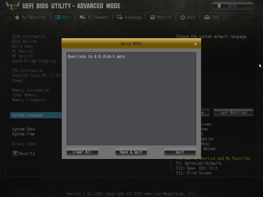 ASUS Z87 Sabertooth BIOS