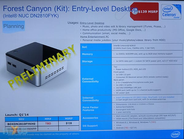 Intel Bay Trail NUC Systems