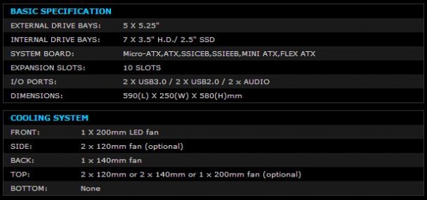 Raidmax Vampire Specifications