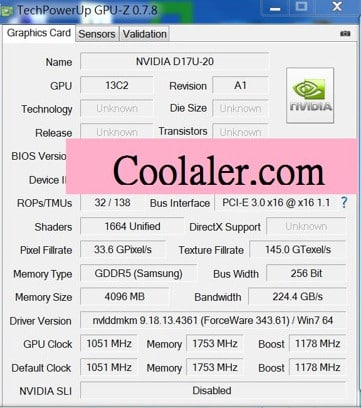 NVIDIA GeForce GTX 870 Specs