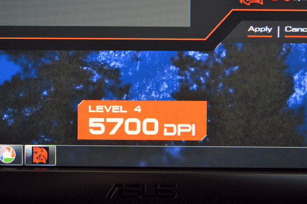 Setting indication on screen