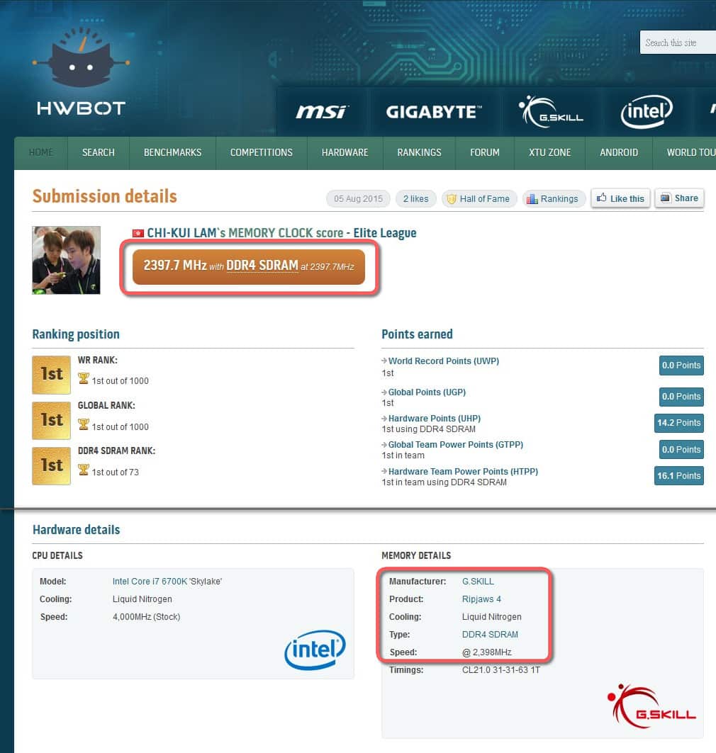 gskill hwbot