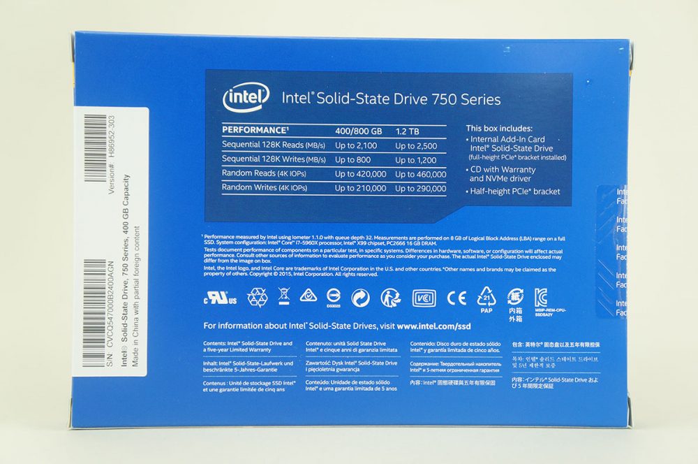 Intel 750 Series 400GB NVMe Solid State Drive