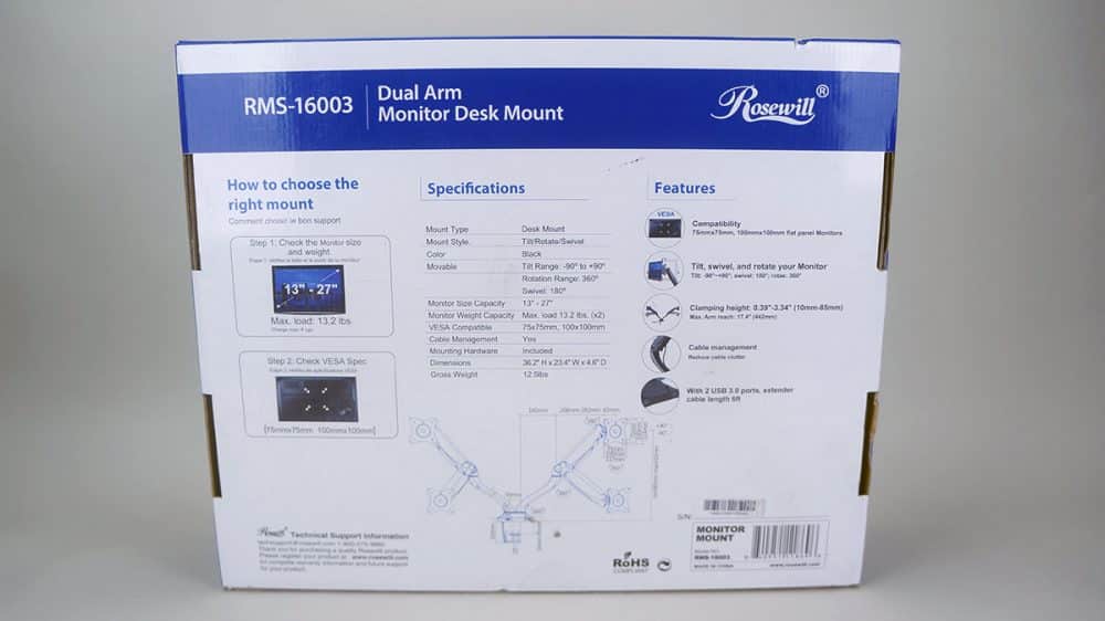 Rosewill RMS-16003 Dual Monitor Desk Mount