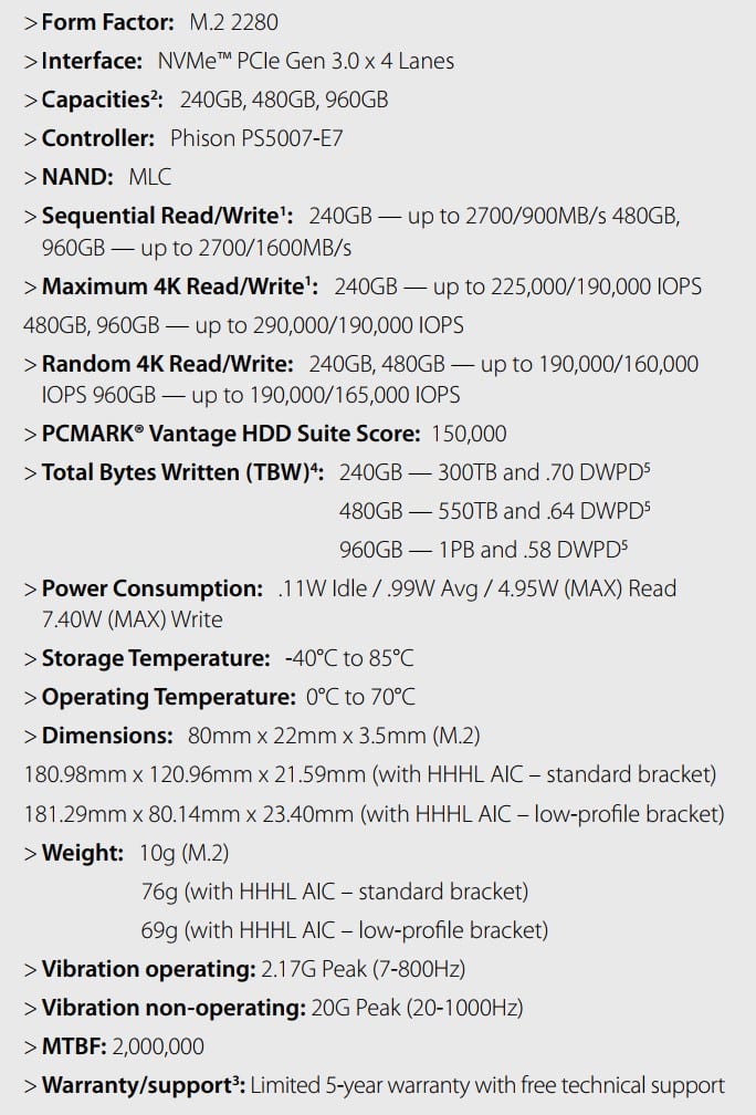 kingston specs