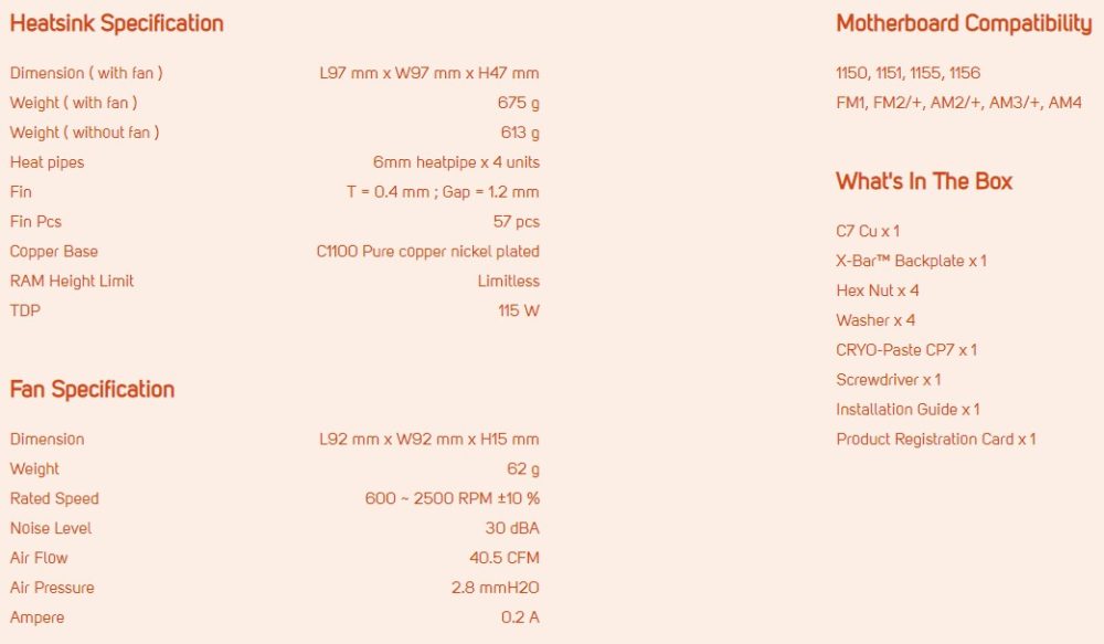 c7 cu specs