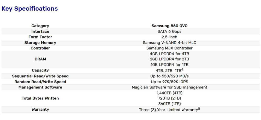 samsung qvo specs