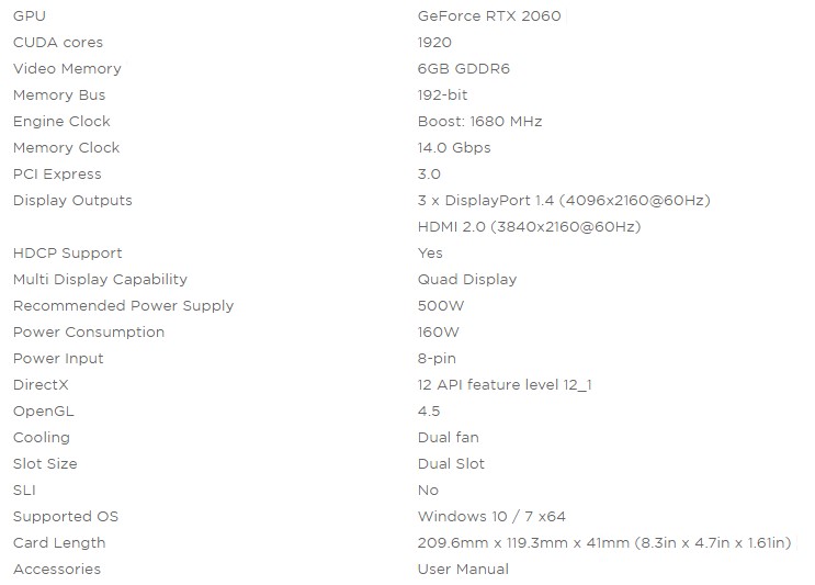 rtx 2060 specs