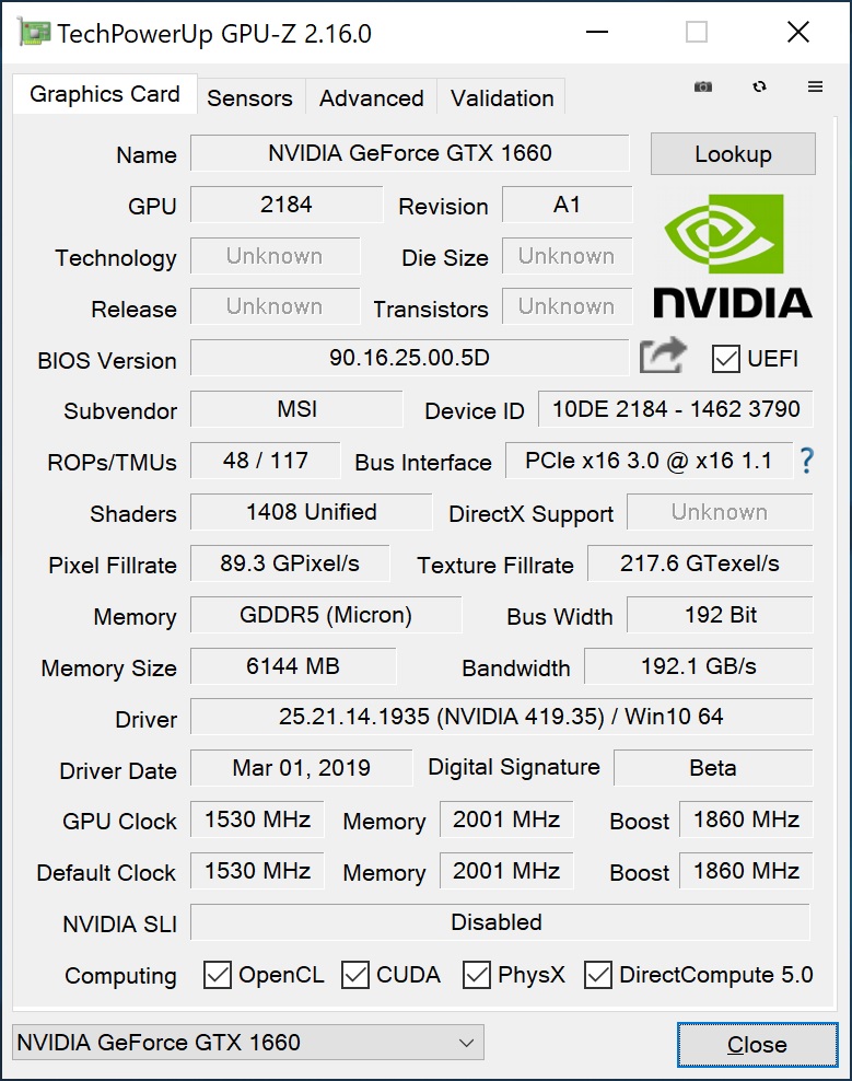 gtx 1660 info