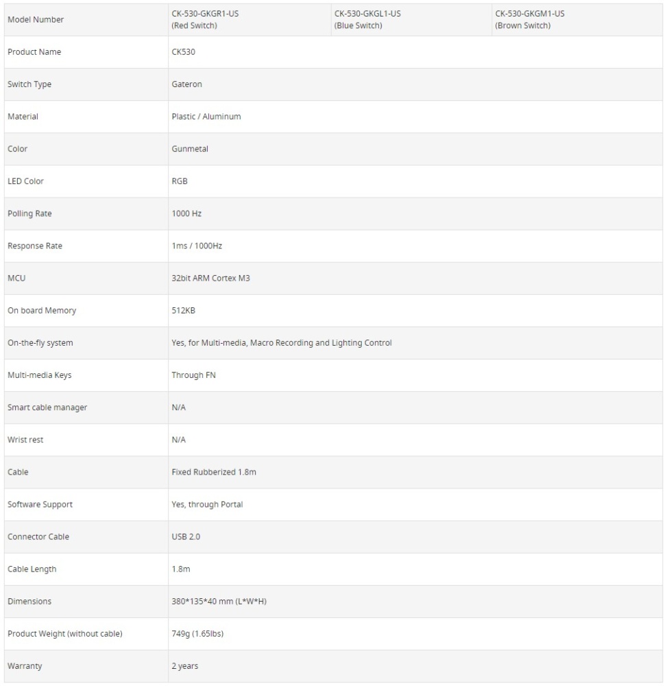 ck530 specs