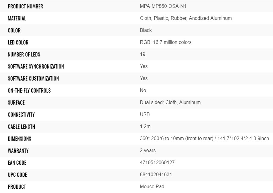 mp860 specs