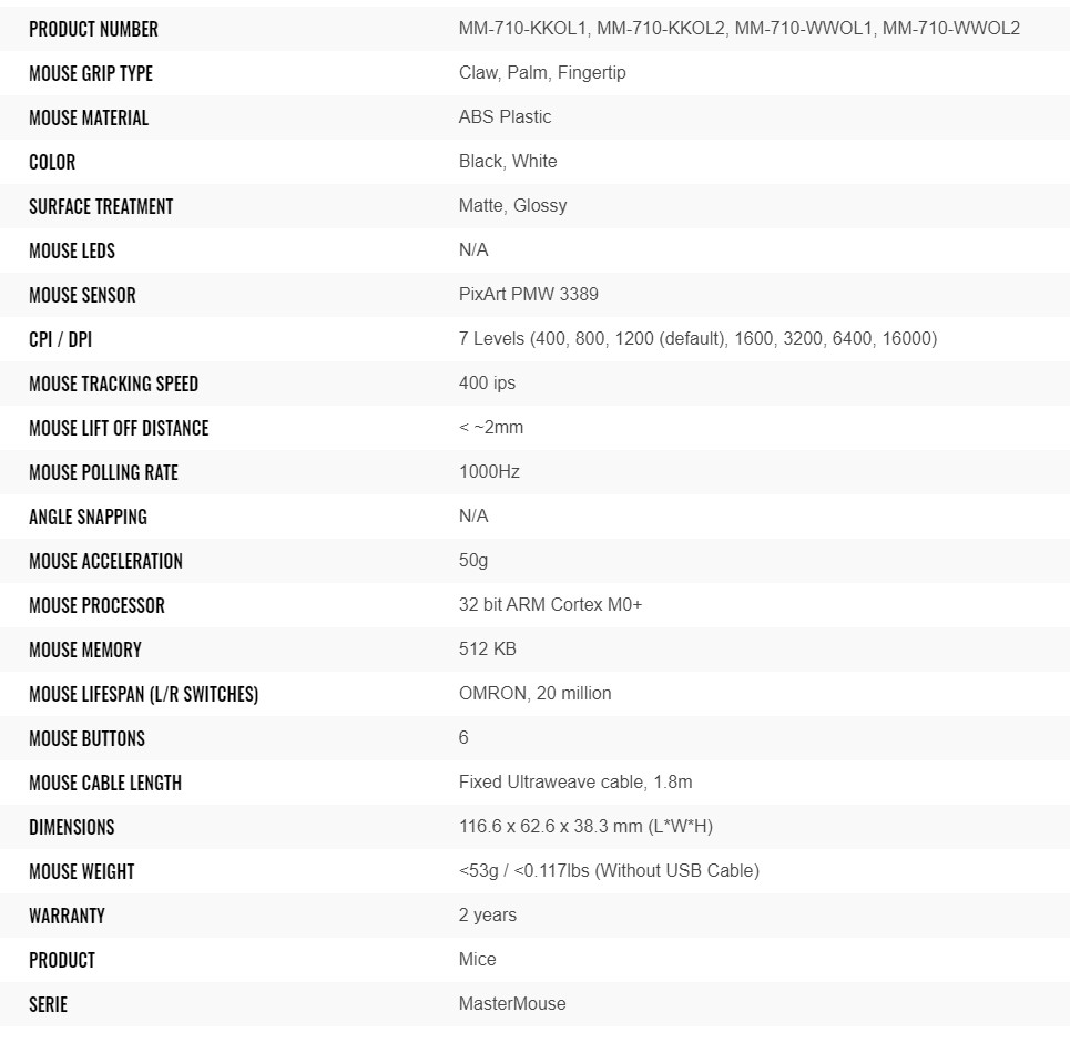mm710 specs
