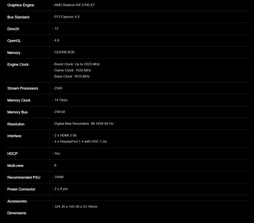 asrock 5700xt spec