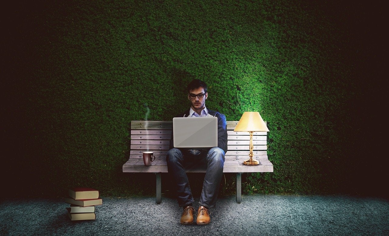 man laptop sitting
