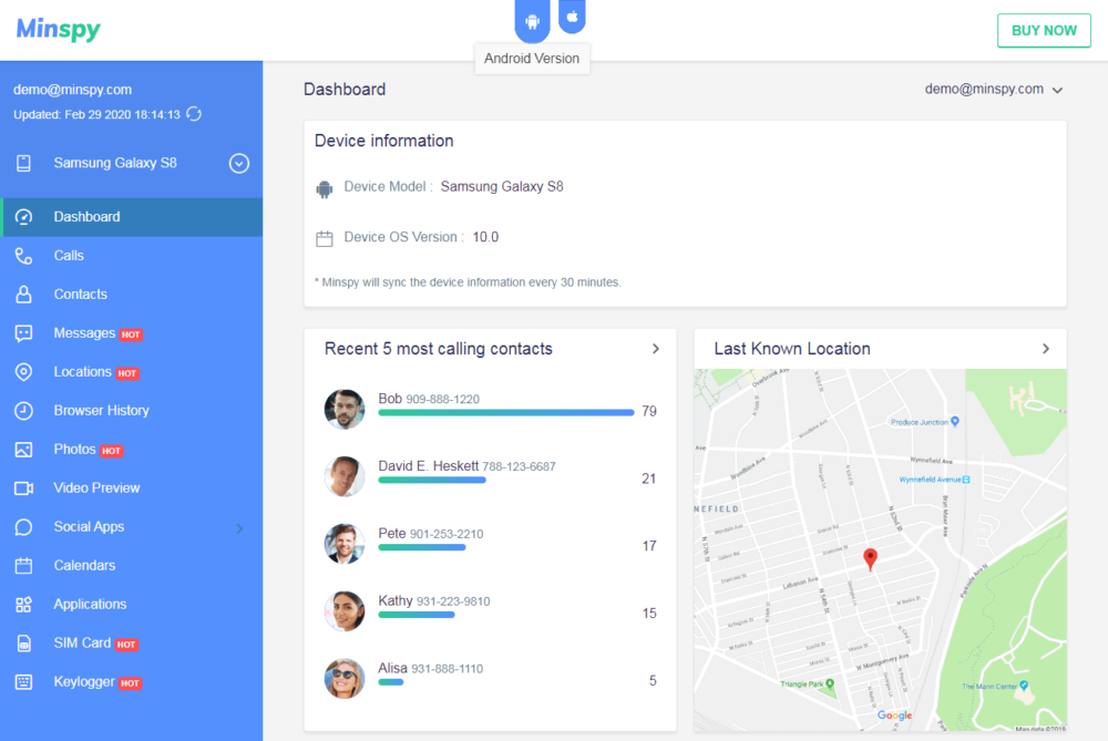 minspy dashboard 1