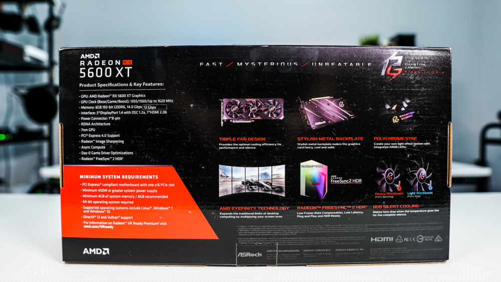 ASRock Radeon RX 5600 XT Phantom Gaming D3 6G OC Graphics Card