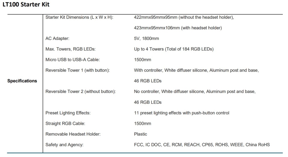 lt100 specs