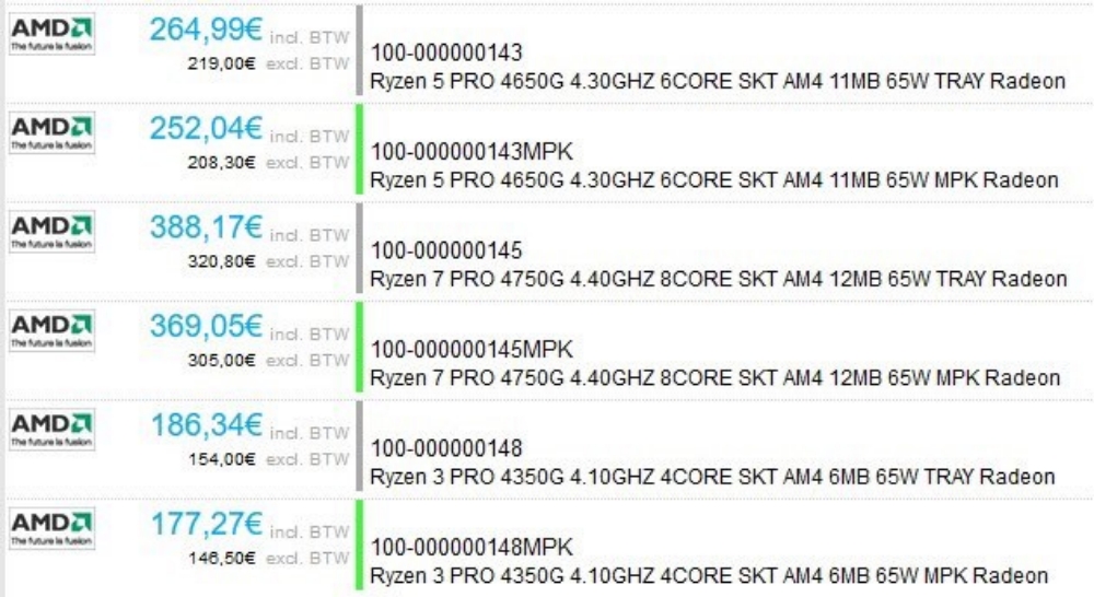 AMD Ryzen 4000 Renoir PRO