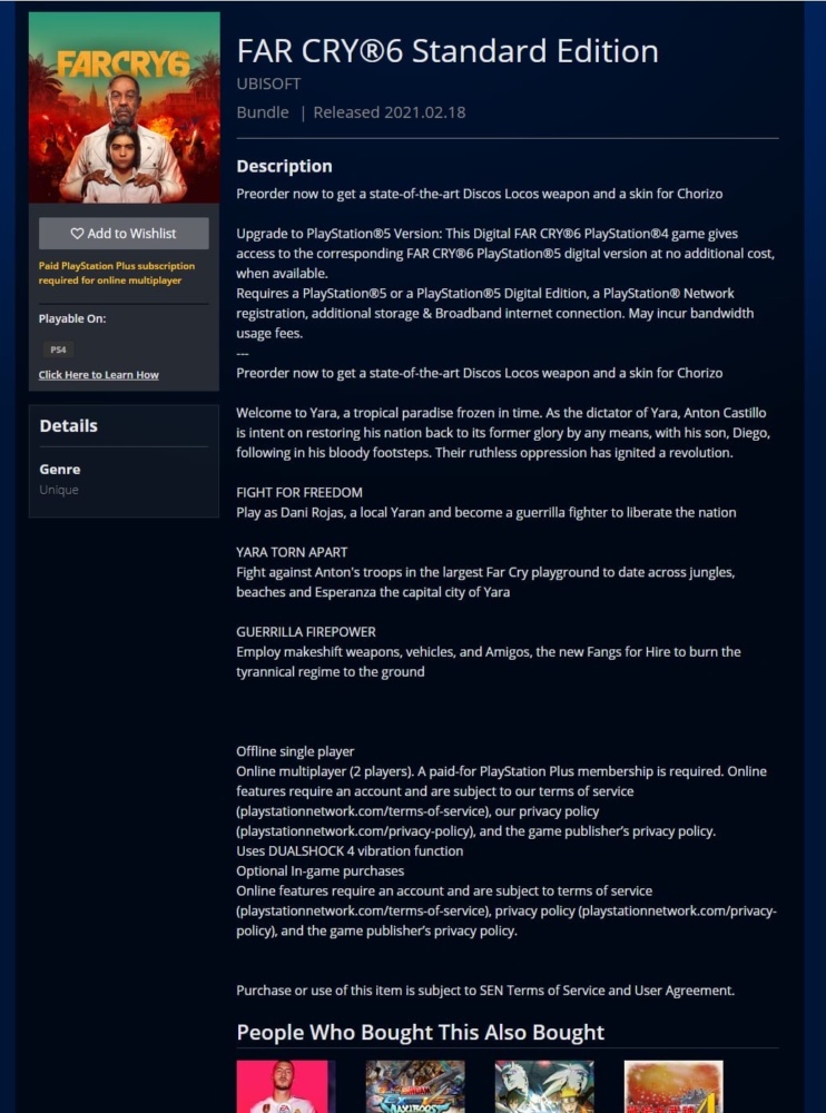 Far Cry 6 PlayStation leak