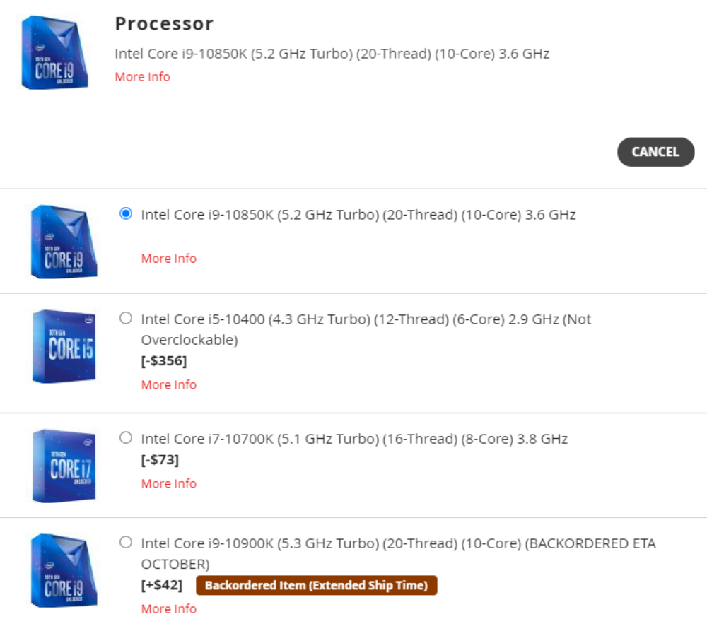 Intel Core i9-10850K 2