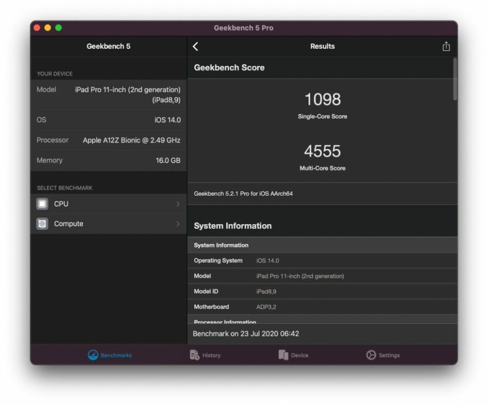 Mac mini with A12Z Bionic benchmarked using native application 2 1030x854 1
