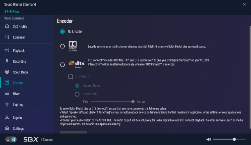 encoder sound blaster command