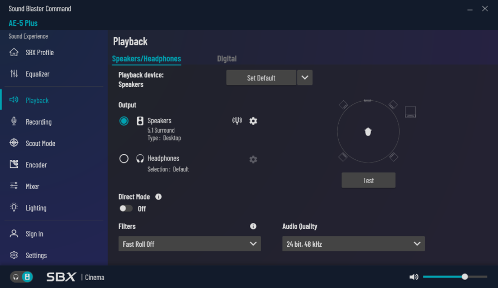 playback section sound blaster command