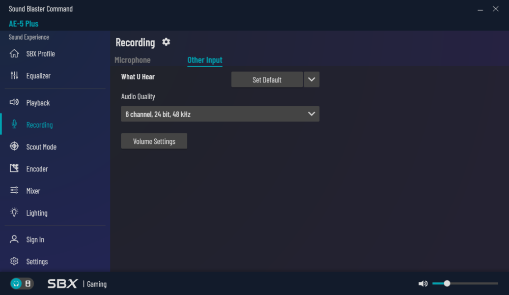 recording section sound blaster command