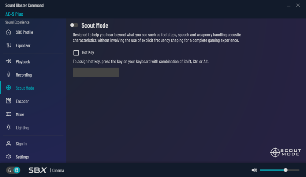 scount mode sound blaster command