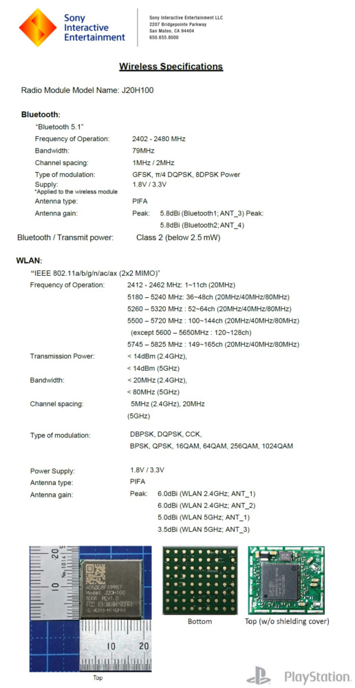 PS5 Wireless Specifications