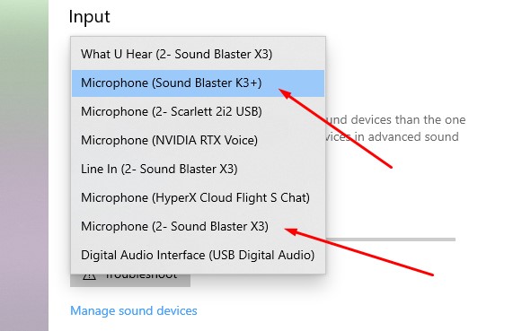 soundblaster k3 devices