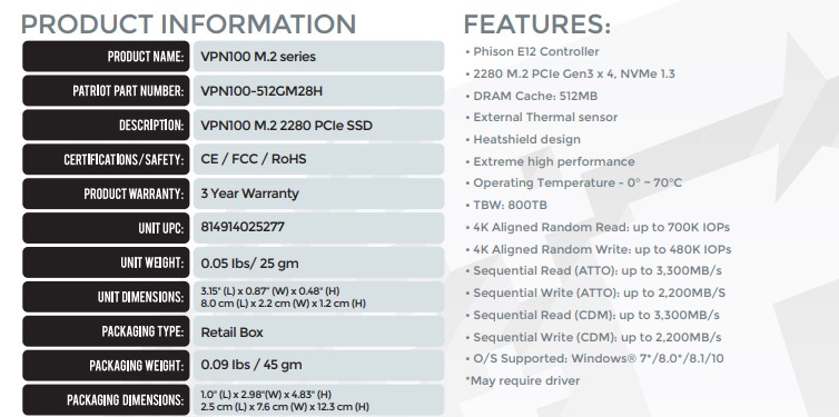 vpn100 specs