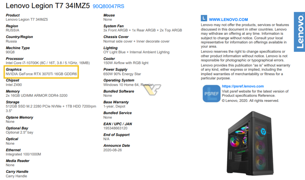 Lenovo NVIDIA GeForce RTX 3070 Ti