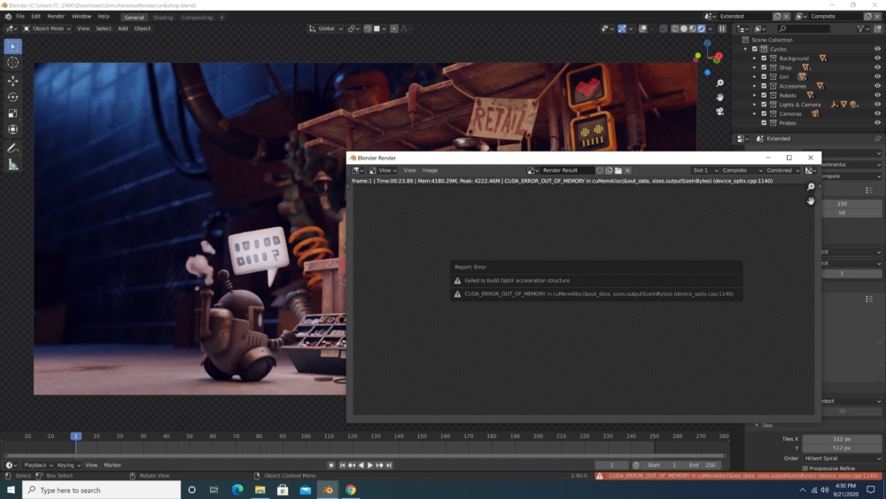 rtx 3080 error blender