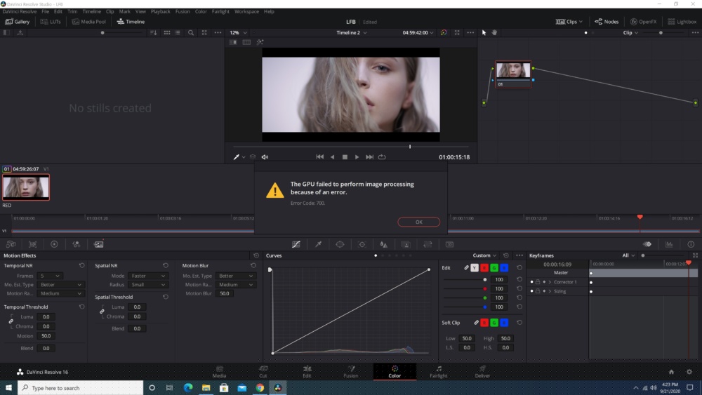 rtx 3080 error davinci