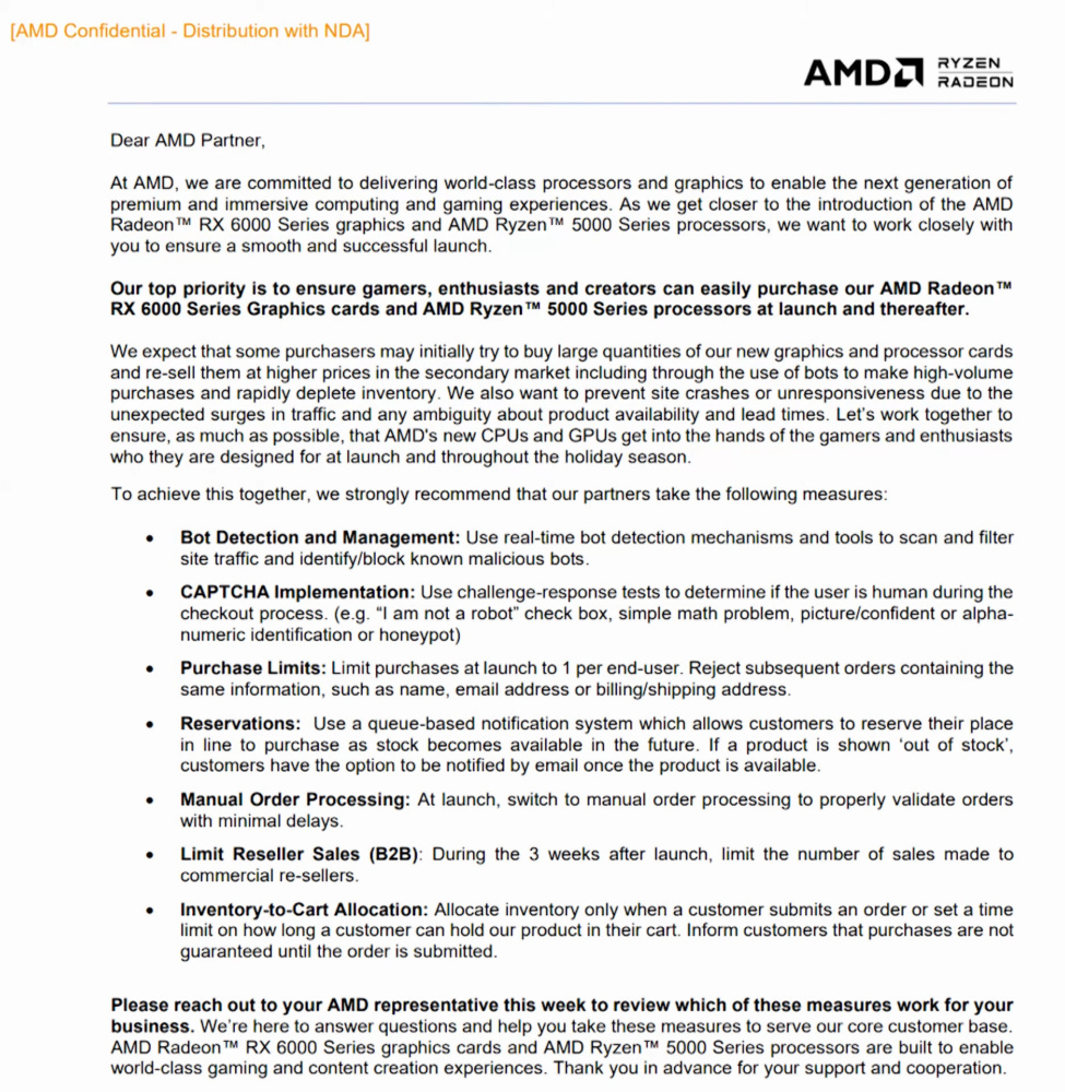 AMD RX 6000 saclping letter