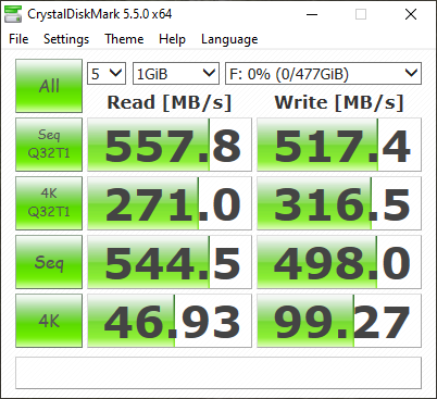 vulcan g ssd Crystal disk mark