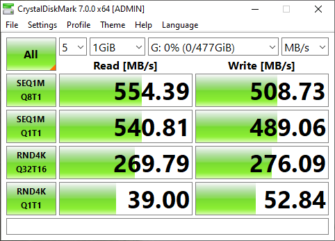 crystal disk mark EX2 Elite SSD