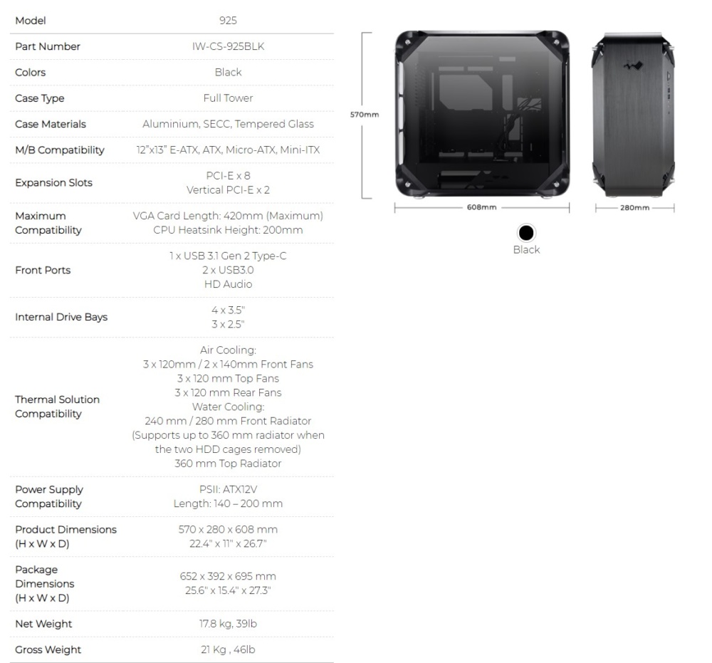 inwin 925 specifications
