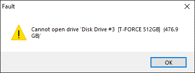 T-Force Vulcan G SSD error