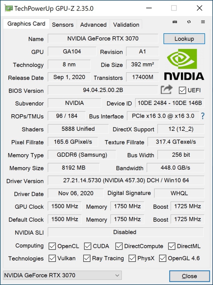 rtx 3070 info