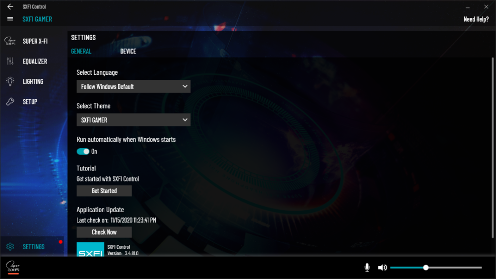 sound blaster control settings