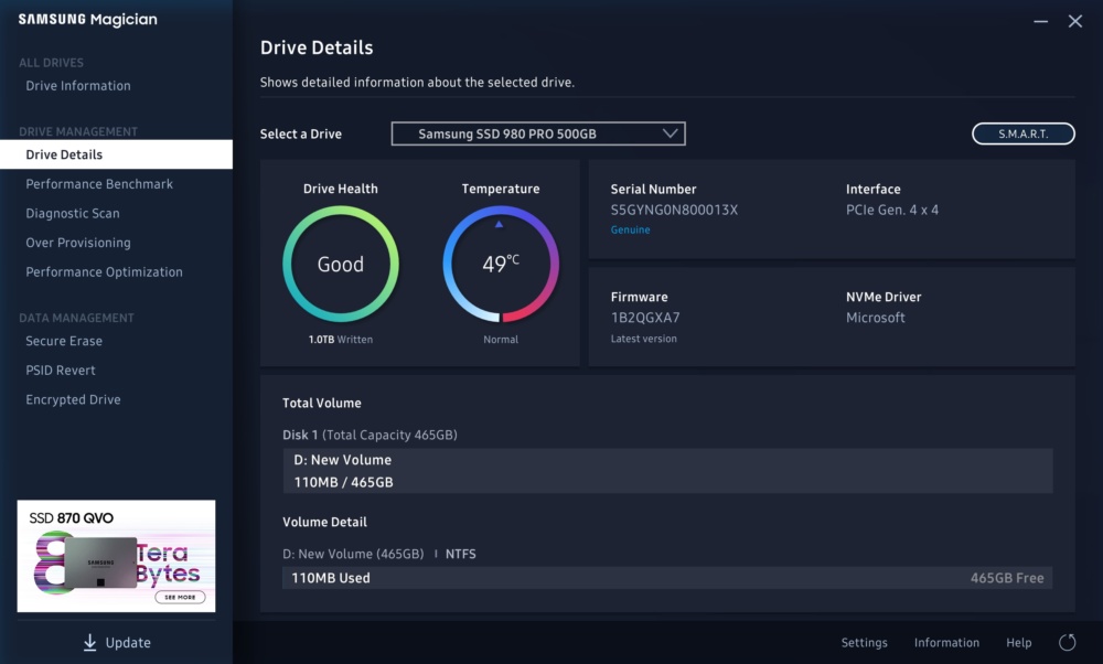 samsung 980pro temp idle