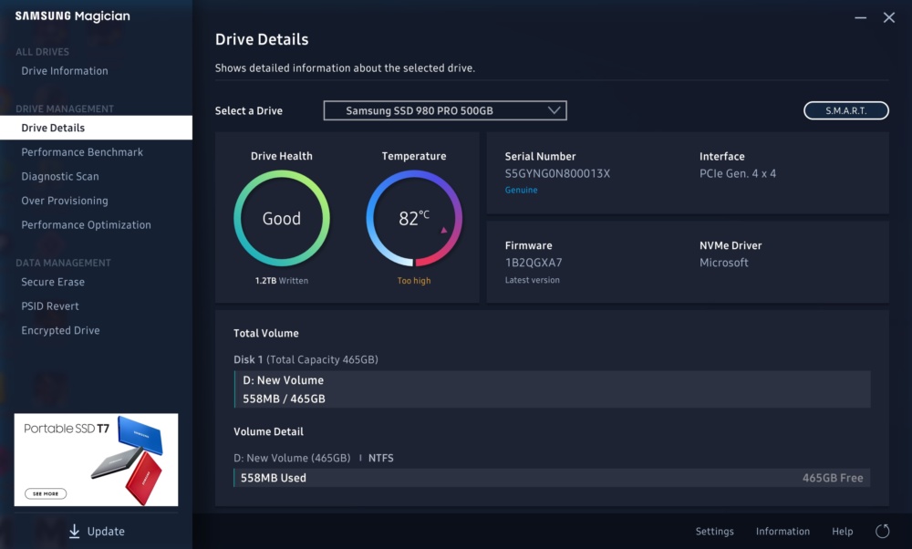 samsung 980pro temp load