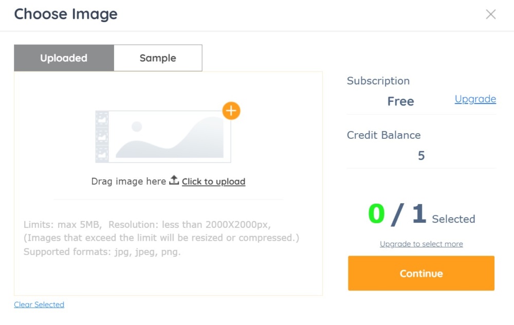 uploading page of vance ai 1