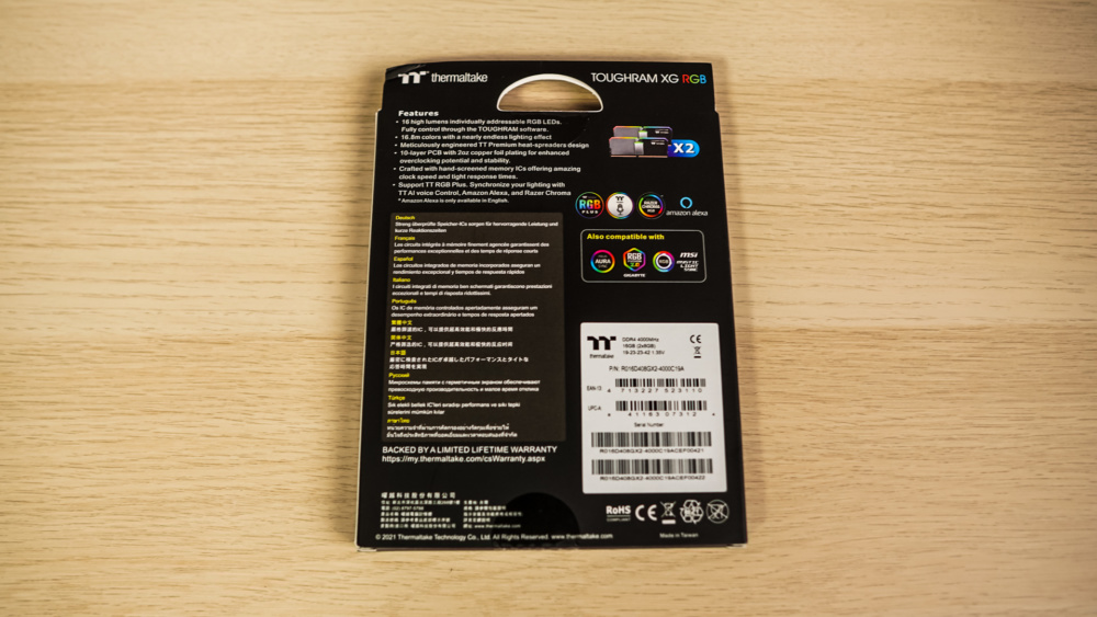 Thermaltake TOUGHRAM XG RGB 16GB DDR4-4000 Memory Kit