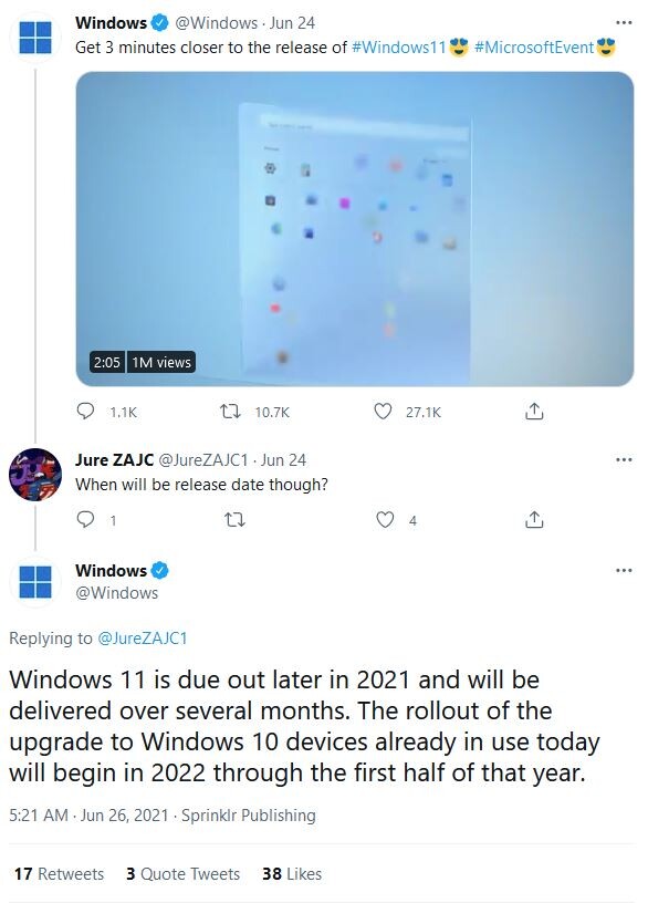 windows11 tweet