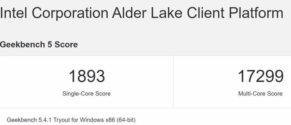 Intel Core i9 12900K Geekbench Score 1