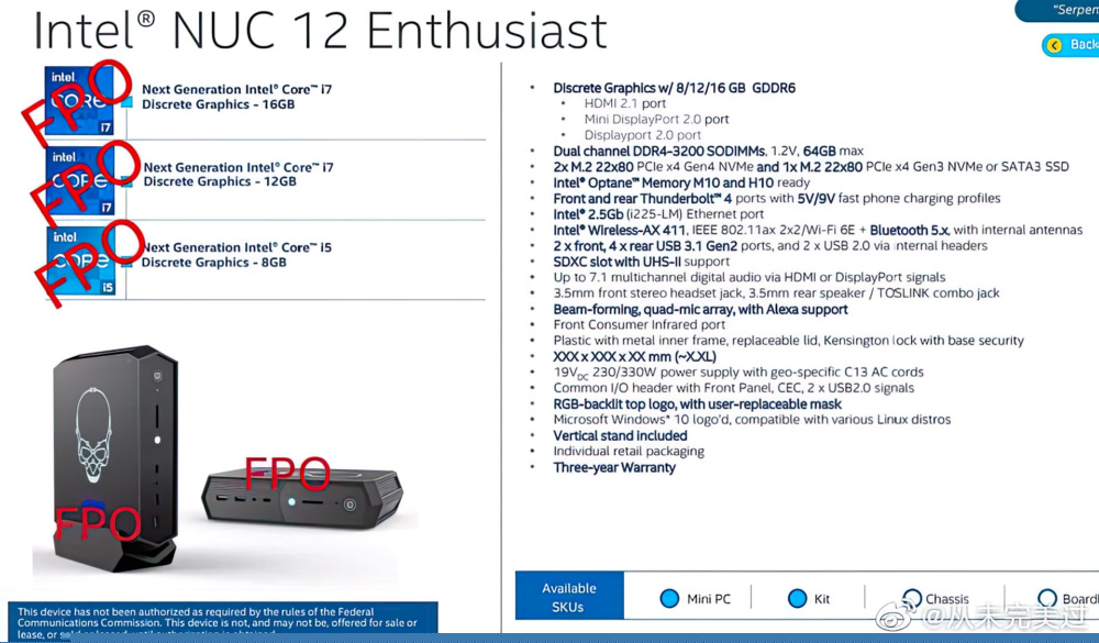 Intel NUC 12 Enthusiast topaz