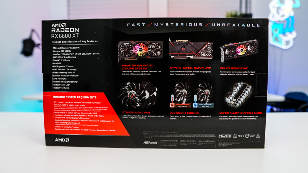 ASRock Radeon RX 6600 XT Phantom Gaming D 8GB OC Graphics Card